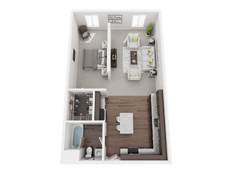 Floor plan for studio, 1 bath, 800 sqft